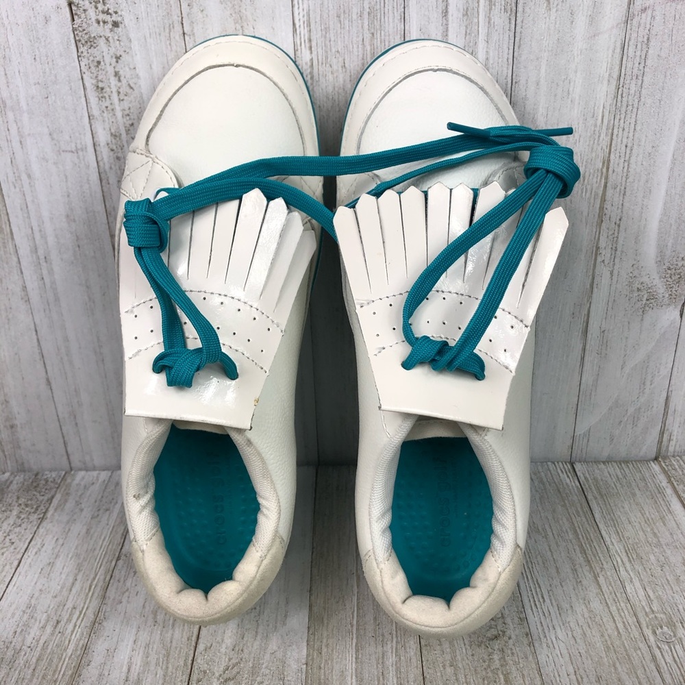 Crocs Golf Shoes Hank Haney Bradyn White Turquoise Blue Womens Size 7 - Picture 10 of 13